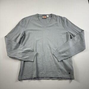 Hugo Boss Orange Sweater Mens XL V-Neck Gray‎ Long Sleeve